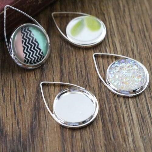 20pcs 12mm Inner Size Silver Gold Plated Black Rhodium Brass Material Simple Cabochon Base Cameo Setting Charms Pendant Tray