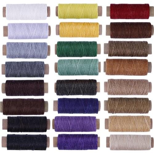 24 Colour 150D 55Yards Per Spool Flat Waxed Thread Extra Strong Heavy Duty for Leather Craft Bookbinding Leather Sewing
