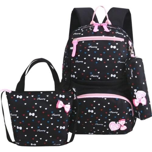 3pcs/set fashion dot print children waterproof school bags for Teenagers girls bow Kids Cute backpacks girl book bag sac mochila