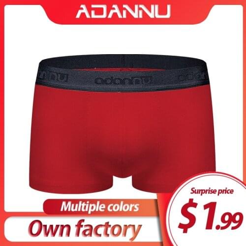 ADANNU Brand Men Underwear Cotton Sexy Boxers Cueca Tanga Male Pants Comfortable Underpants Breathable U Pouch Men Shorts
