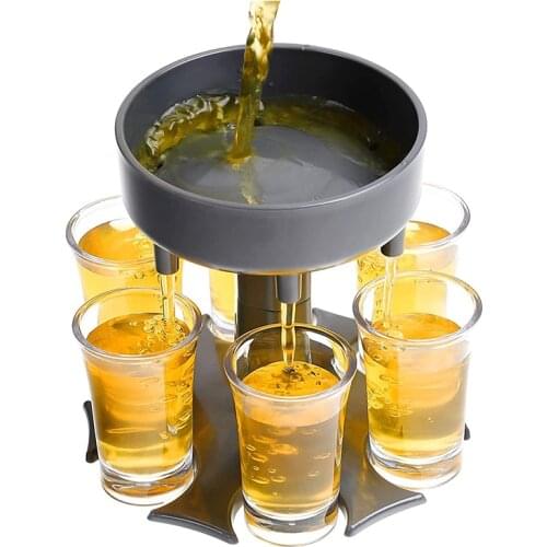 Automatic Liquor Beverage Dispenser Holder 6 Shot Glass Wine Whisky Beer Subpackage Rack Bar Accessory Drinking Party Games Tool