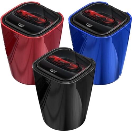 Car ashtray accessories multi function ashtray with light cover automatic smoking car interior flame retardant