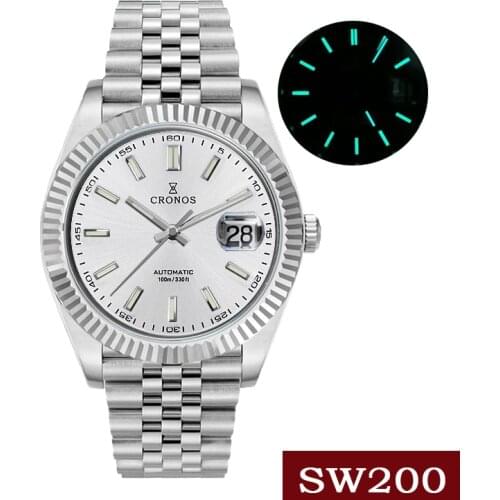 Cronos 2021 New Arrival Mens Mechanical Watch Automatic Self-Wind SW200 Movement BGW9 Luminous Sapphire Waterproof Diving Watch