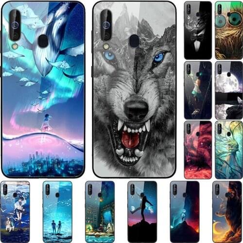 Case For Samsung Galaxy A60 M30 and M40 Black Silicone Bumper With Tempered Glass Back Phone Cover Series 3