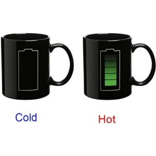 Creative Battery Magic Mug Positive Energy Color Changing Cup Ceramic Discoloration Coffee Tea Milk Mugs Novelty Gifts