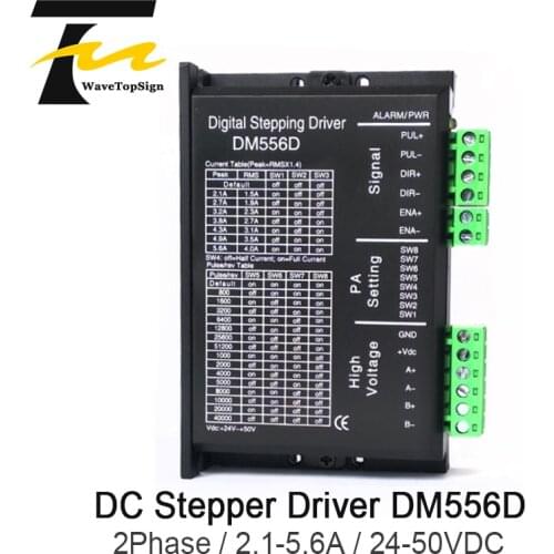 Wavetopsign 2Phase Stepper Motor Driver DM556D Input Voltage 24-50VDC Current 2.1-5.6A Match with the Motor 57 Series