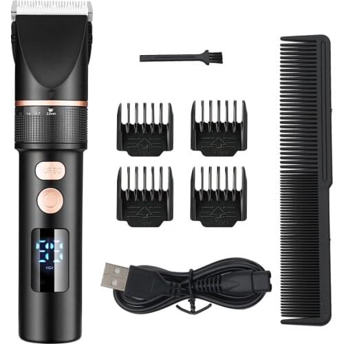 Electric Hair Clipper Rechargeable Hair Trimmer Titanium Ceramic Blade Salon Men Hair Cutting Barber Machine with LCD Display