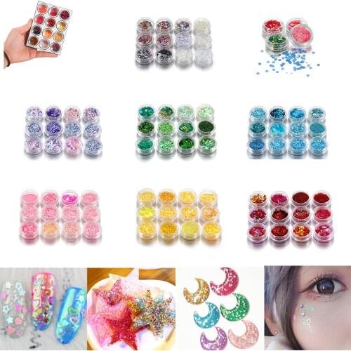 12Bottles Resin Jewelry Fillings Irregular Glitter Sequins Decoration Epoxy Molds for DIY Craft Accessories Nail Art Eye Makeup