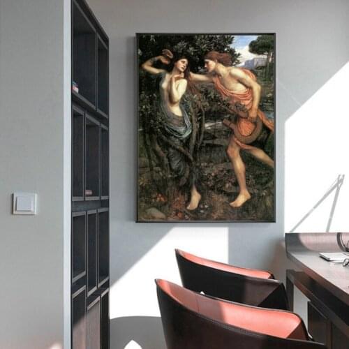 Canvas Oil Painting William Waterhouse"Apollo And Daphne"Wall Aesthetic Backdrop Home Room Decoration Western Art Decor Poster