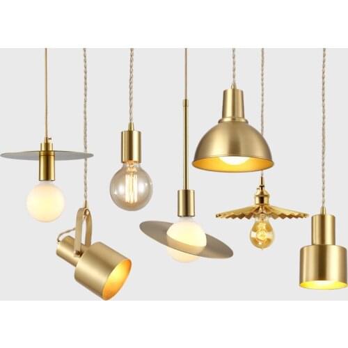 Northern Europe Design Chandelier Room Lighting Decoration Modern Led Hanging All Copper Lamps Dining Room Bedroom Flesh Light