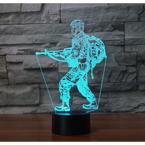 Soldier Model 3D Night Lights LED Desk Lamparas 7 Color Change Baby Sleeping Lighting Atmosphere Lamp For Boy Gift