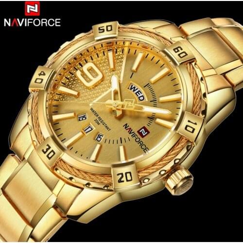 2019 New Arrival NAVIFORCE Brand Men Luxury Watch Mens Sport Watches 30M Waterproof Stainless Steel Analog Quartz Wristwatches