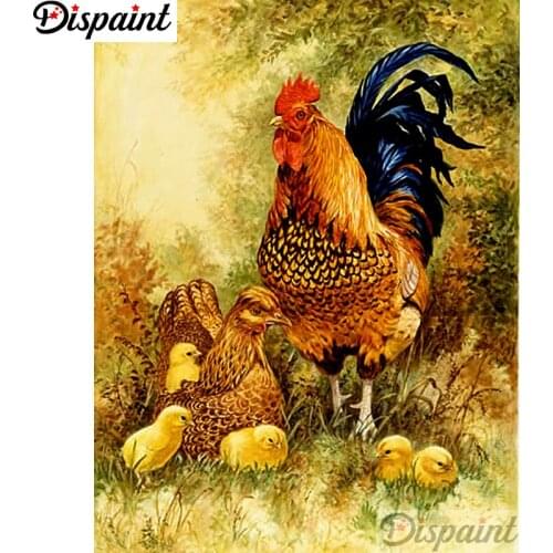 Dispaint Full Square/Round Drill 5D DIY Diamond Painting "Animal chicken scenery" Embroidery Cross Stitch 5D Home Decor A11415