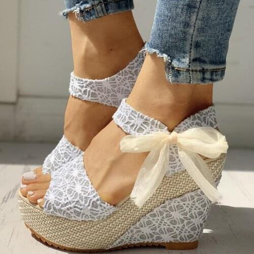 New Women Lace Leisure Women Wedges Heeled Women Shoes 2021 Summer Sandals Party Platform High Heels Shoes Woman