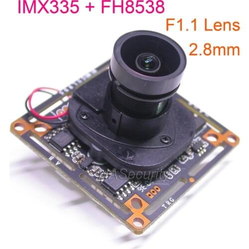 StarLight Lens AHD 5MP 4MP 1/2.8 STARVIS IMX335 CMOS image sensor + FH8538 CCTV camera module PCB board +IRC +OSD cable