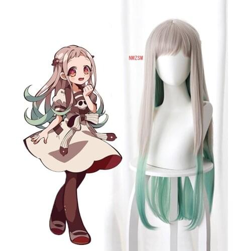 Anime Comic Jibaku Shounen Hanako kun Cosplay Wigs Nene Yashiro Cosplay Wig Heat Resistant Synthetic Wig Gray Straight Hairs