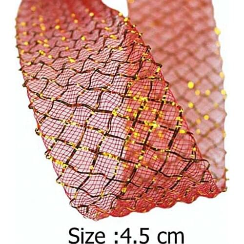 [IuBuFiGo] 1.8" 4.5cm Crepe Horsehair Crin Braid With Silver Trimming Millinery Organza Fabric 100yard/lot
