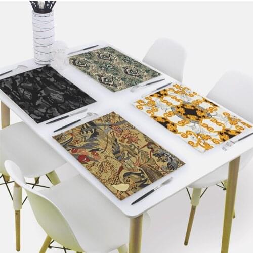 Flowers Placemat for Dining Table Animal Plant Drink Coaster 32x42cm Rectangle Coasters Tableware Mat Kitchen Decoration Mat