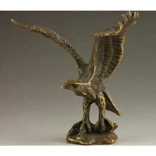 Superb Chinese Collectable Handmade Old Carving Vivid Bronze Statue Eagle
