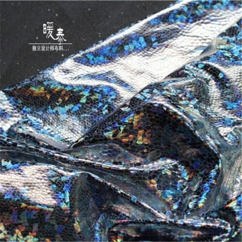 Iridescent coated Stretch Fabric Fragment Rainbow Reflection DIY Stage Decor Tights Leggings Swimwear Dress Designer Fabric