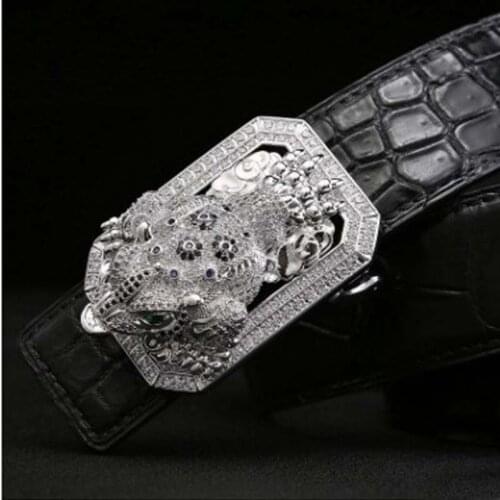 LINSHE new crocodile men belt men luxury The belt spittor Smooth buckle Genuine leather belts tide