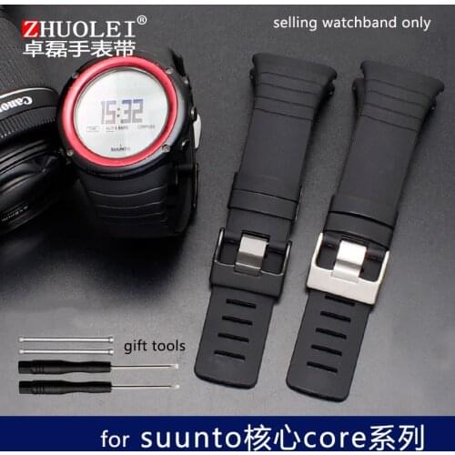 35mm silica gel strap for Sunto sports silica gel wristwatch with universal core black rubber strap