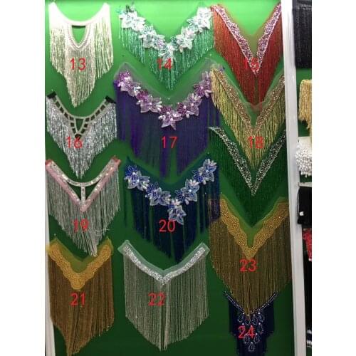 Handcrafted Decorated with glass beads and tassels for garment accessory LS-0131