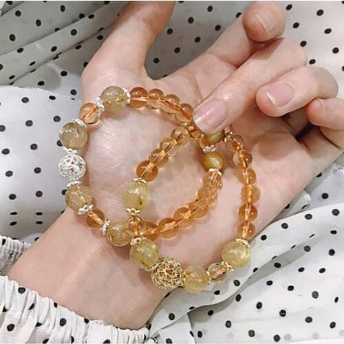 Rutilated Citrine Gifts Women Bracelets On Hand Chain Bangles Jewelry Aesthetic Fashion Female Popular Now New 2021 Браслет