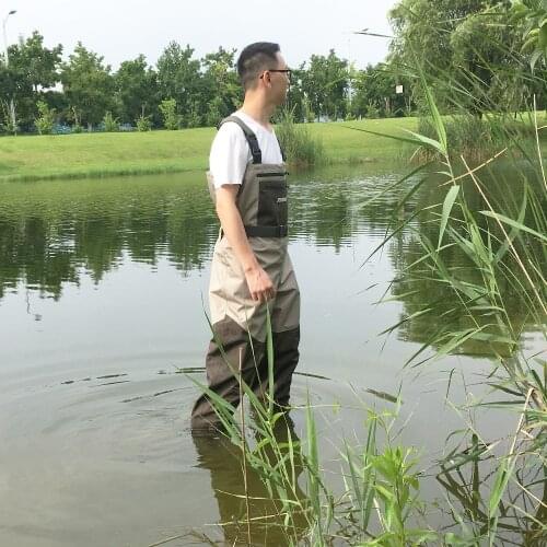 Fly Fishing Hunting Pants Outdoor Waterproof and Breathable Wader Clothes Chest Overalls with Soft Foot Socks LX1