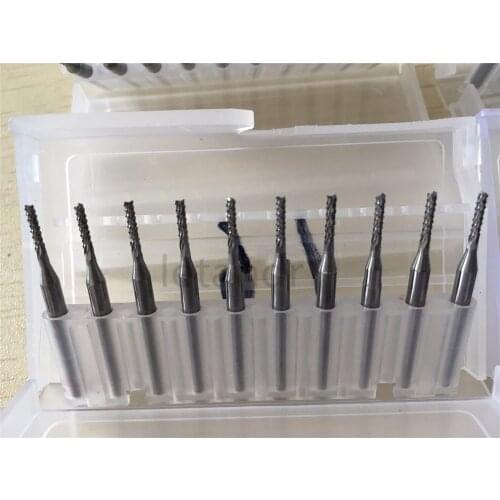 10PCS PCB Helical Milling Cutter CNC Tungsten Carbide Engraving Drill Bits 0.8/0.9/1.0/1.1-2.5/3.175mm