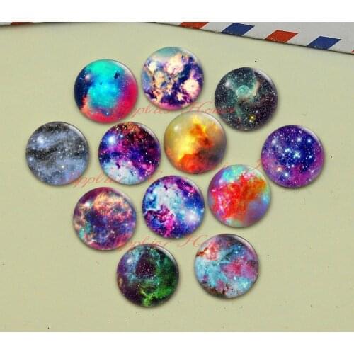 Handmade Round Starry sky photo glass Cabochons, Jewelry Finding Cameo Pendant Settings, (F071-634)