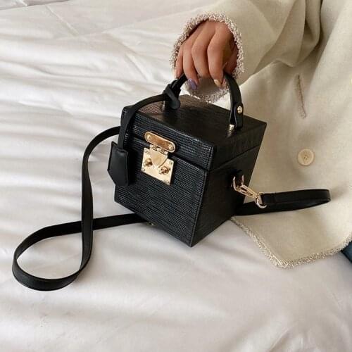 Pattern Box Design PU Leather Crossbody Bags for Women 2021 Fashion Branded Trendy Luxury Shoulder Handbags Totes