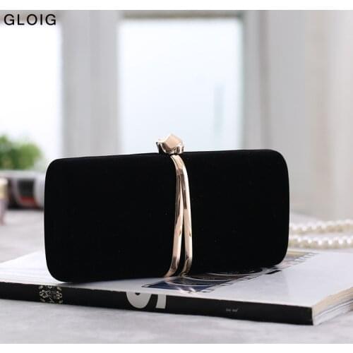 Women Evening Bags Shoulder Chain Small Day Clutch Party Golden Luxry Velvet Handbags Female New Purse