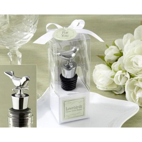 Wedding Favor Gift 10PCS/LOT Metal Silver Love Bird Wine Bottle Stoper Party & Wedding Souvenirs