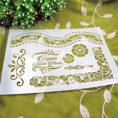 21*29.5cm The film scrapbook stencils spray plastic mold shield DIY cake hollow Embellishment printing lace ruler Easter