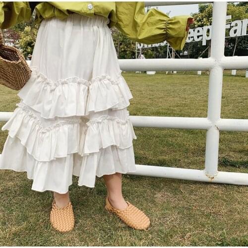 Baby Girls Skirts 2021 New Kids Fashion Ruffle Cake Skirts Korean Solid Chiffon Princess Skirt for Girls Children Clothes