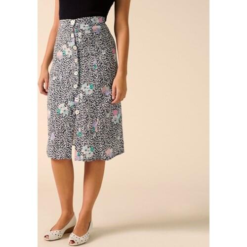 Skirts Womens 2020 Summer Floral Print Chiffon Midi Skirt High Waist Back Tie Button Up Vintage Elegant Pencil Skirt Clothes