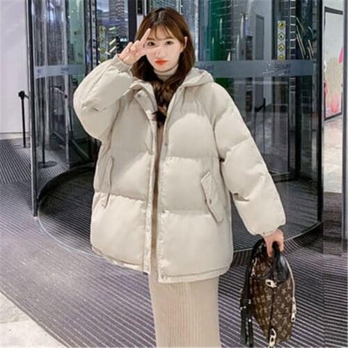 2021 Winter Fashion New Short Style Solid Color Hooded Zipper Long Sleeves Thick Warmth Cotton Jacket Women Trendy 034
