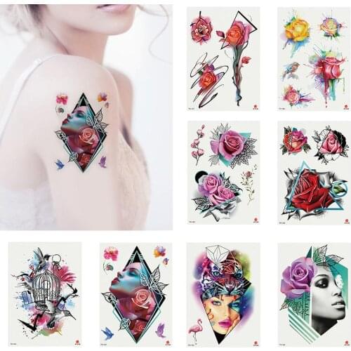 Bird Flower Women Female Body Art Decals Waterproof Temporary Fake Tattoo Sticker