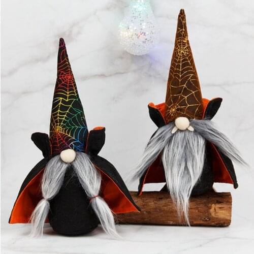 2 Pcs Halloween Vampire Gnome Doll Cloak Witch Ornament Cute Cartoon Dwarf Elf Home Decor Shelf Decorations Festive Party