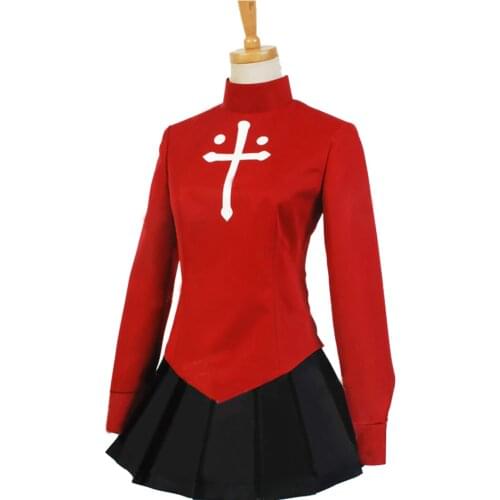 2018 Fate Stay Night Fate Zero Tohsaka Rin Cosplay Red Womens Fate Stay Night Cosplay Costume(Two Styles For Choosing)