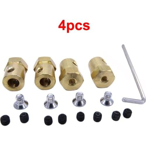 4pcs 5mm to 12mm Brass Adapter Wheel Shaft Connector Combiner Transmission Hex Coupler fr RC Car WPL D12 B14 C14 Model Truck DIY