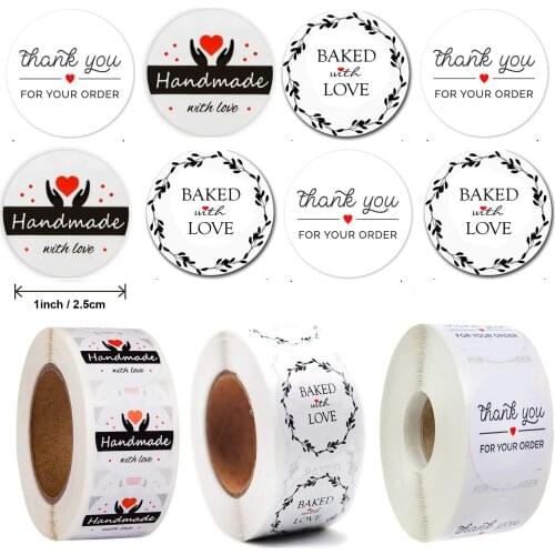 500pcs Stickers 1 Inch Round THANK YOU FOR YOUR ORDER Stickers Seal Labels Gift Package Decoration