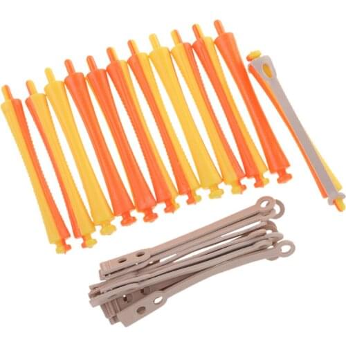 Pack 12 Salon Cold Wave Rods Rubber Band Hair Roller Curling Curler Perms