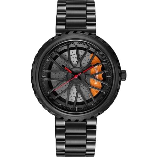 Car Wheel Rim Hub Men Watch Creative Male Quartz Black Stainless Steel Wrist Watches Waterproof Saat Cool Man Relogio Masculino
