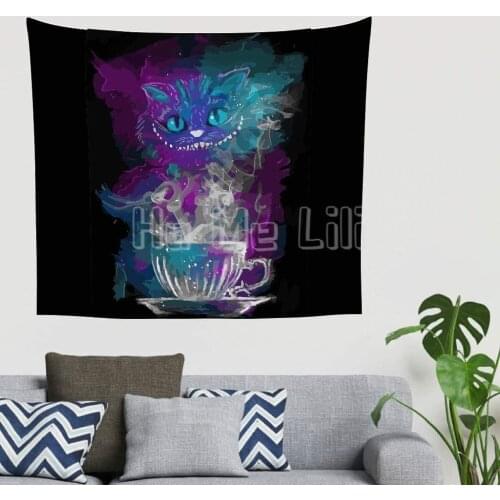 Coloured Tobacco Cat Theme Wall Tapestry In Cheshire Cat Bedroom Art Deco White