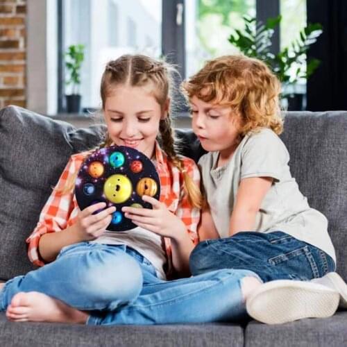 T5EC Decompression Toy Planets Bubble with Push Popper Rainbow Funny Novelty Gift Interactive Toy for Toddler Early Learning