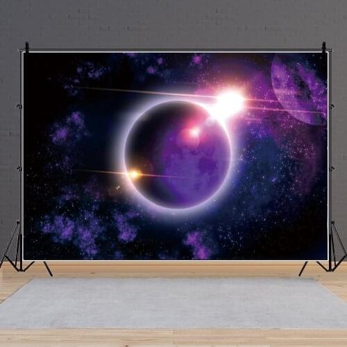 Purple Blue Nebula Theme Background for Portrait Photography Universe Planet Decors Photographic Backdrops Photocall Studio