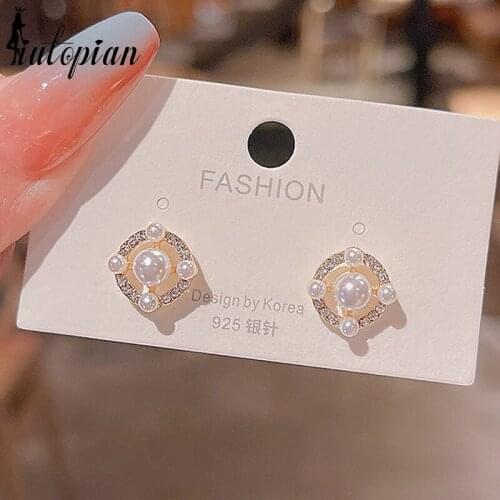 Iutopian Elegant Fashion Simple Round Stud Pearl Earrings For Women S925 Needle Anti Allergy Daily Jewelry #HJ103