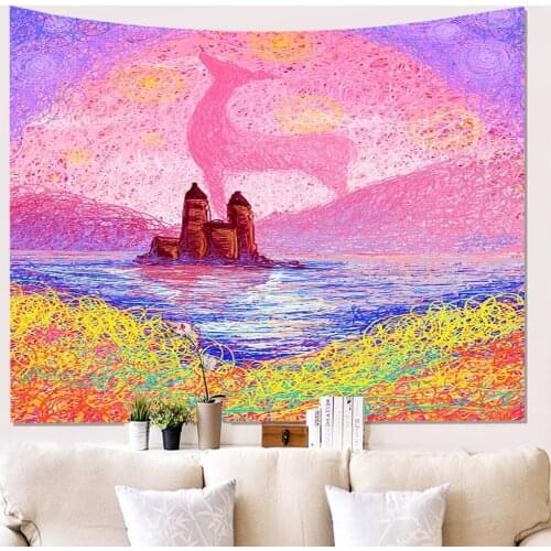 Coil Painted Deer Tapestry Hippie Tapestry Wall Hanging For Bedroom Livingroom Bedding Picnic Beach Sheet Table Cloth Towel Deco